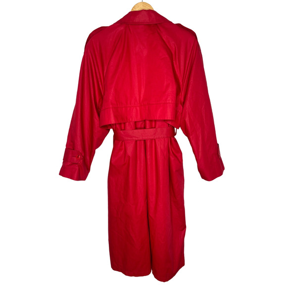 NEW! London Fog 14 Classic $249 Waxed Canvas Trench Coat Long Rain Jacket Red - Picture 4 of 14